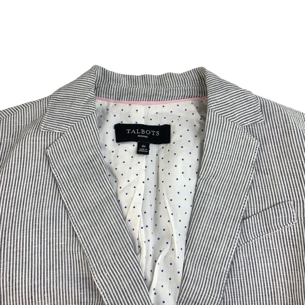 Talbots Linen Blend Vertical Stripe 2 Button Blaz… - image 2